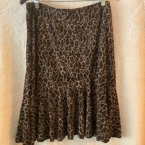 Chaps Brown and Tan A-Line  Skirt for Work